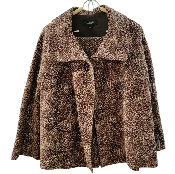 Talbots Leopard Print Faux Fur Retro Style Suit Women's 8 - Picture 2 of 12